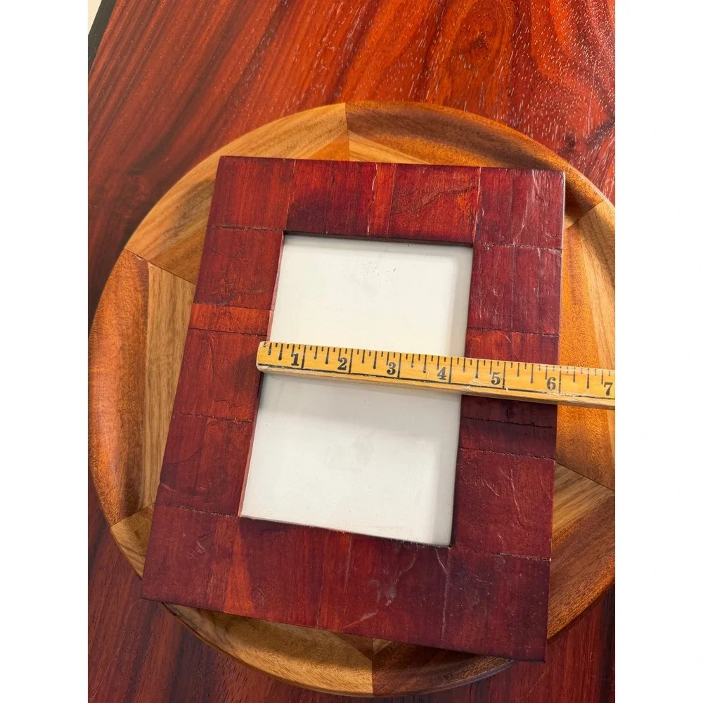 Rare Woods Tiled Mosaic Wood Picture Frame 4x6 Red Brown Tabletop Wall Decor